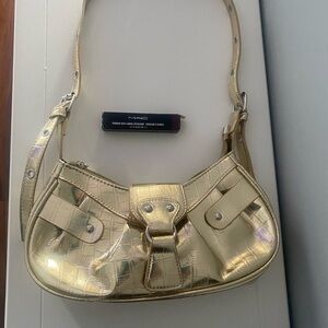 SHEIN Women's Shoulder Bag - Gold and new MAC cloud lipstick